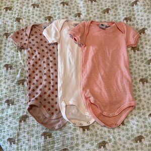 Petit Bateau Bundle of three baby girls 6 month t-shirt onesies